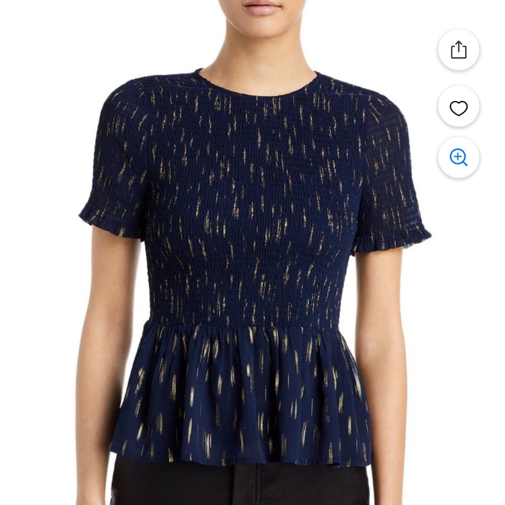 Aqua Womens Printed Smocked Peplum Top size M